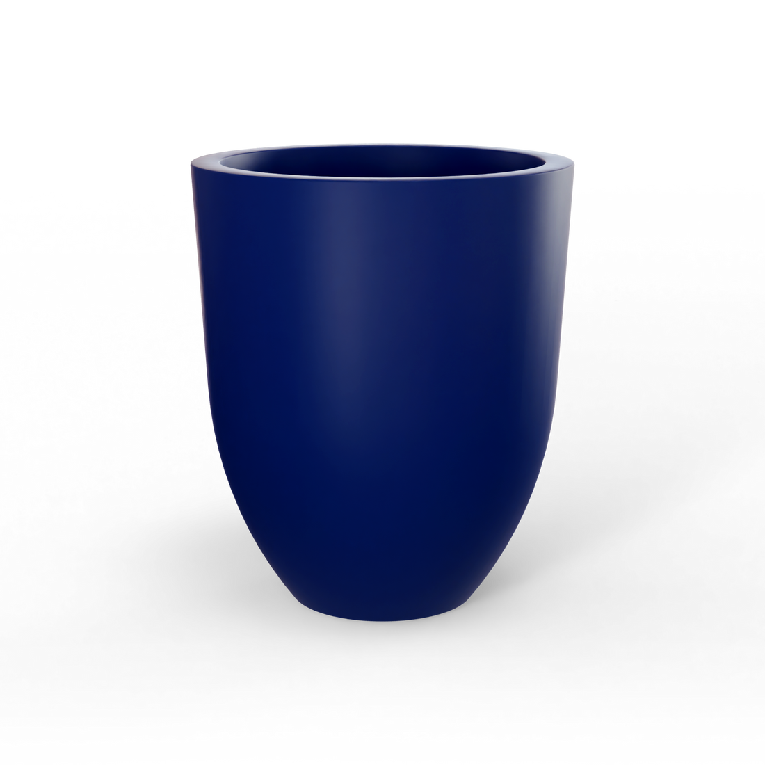 Valencia tapered round fiberglass planter in Matte Cobalt Blue, studio render