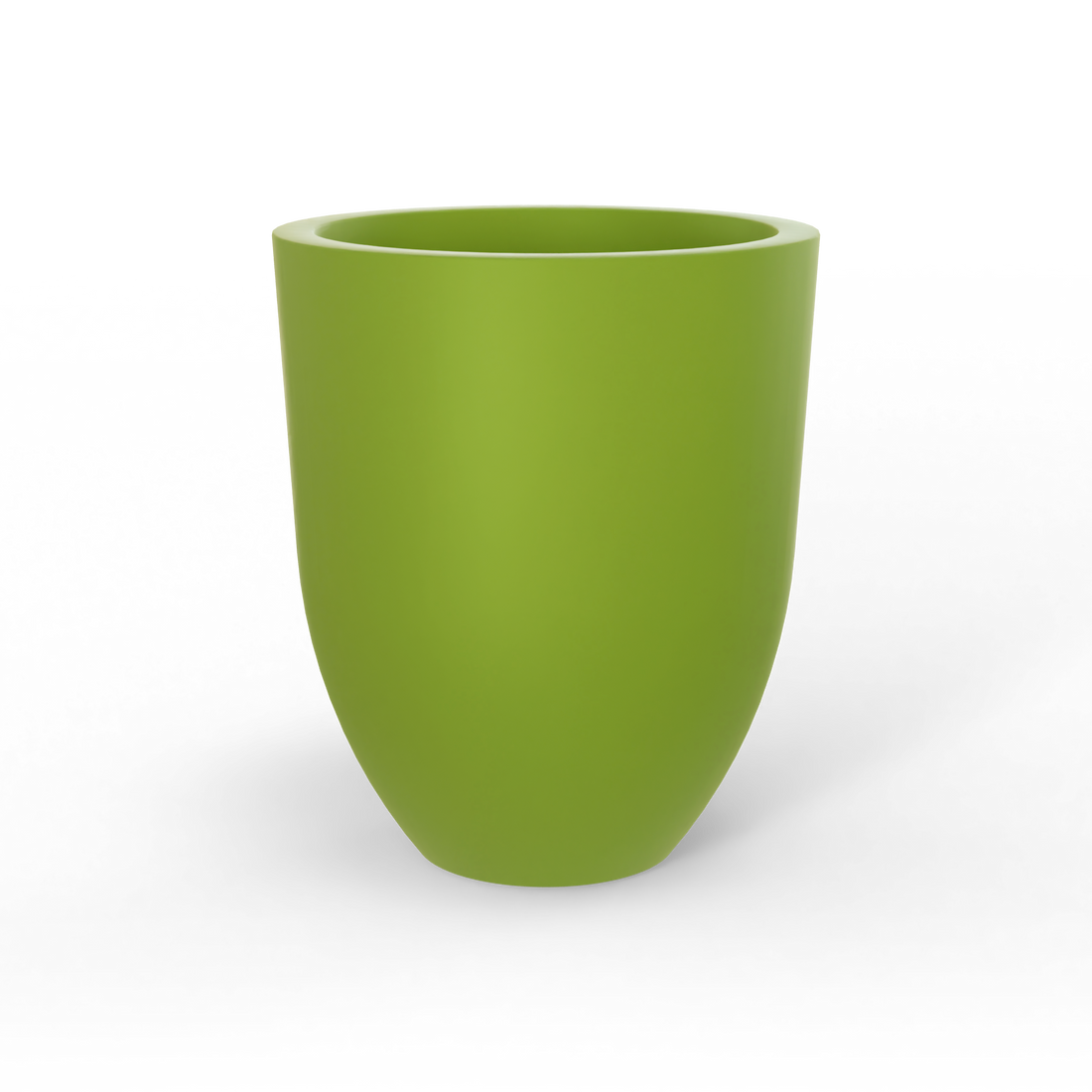 Valencia tapered round fiberglass planter in Satin Green, studio render