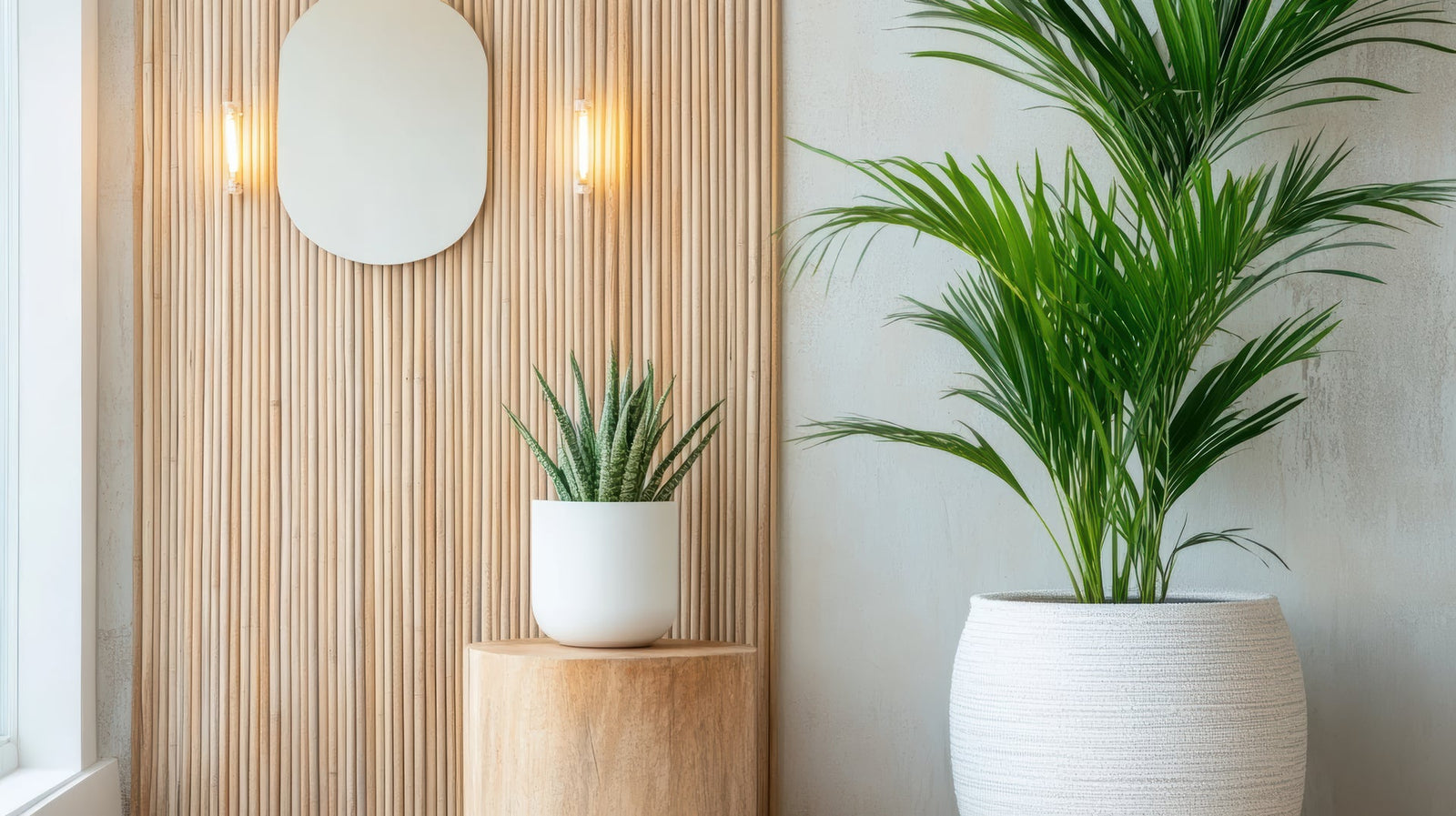 Fiberglass and fiberstone planters compared side by side