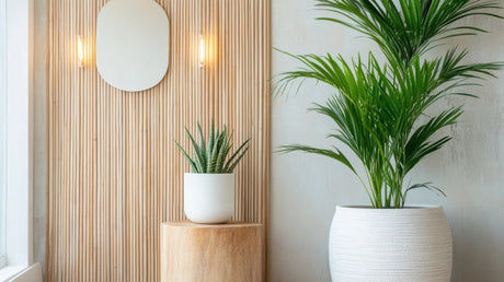 Fiberglass and fiberstone planters compared side by side