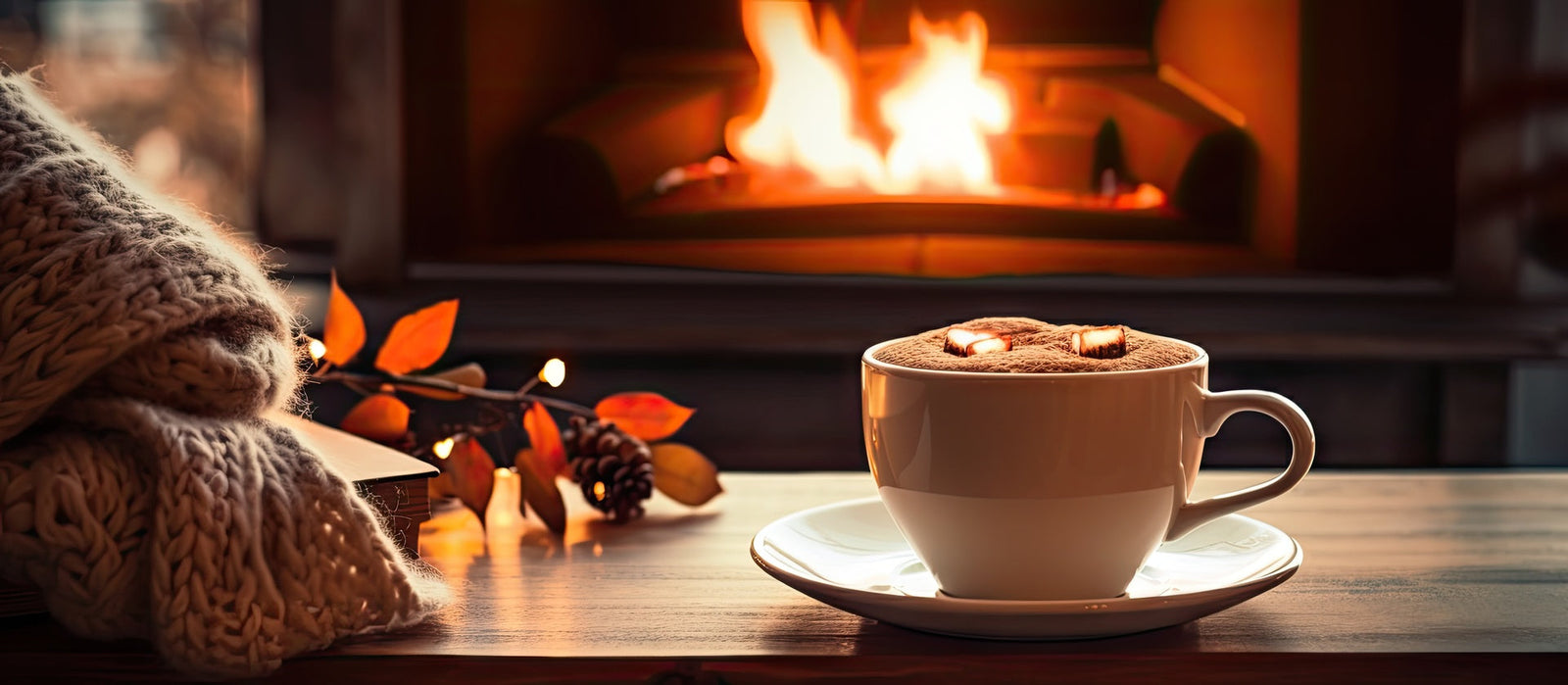 Built-in electric fireplace set into a modern accent wall with cappuccino-tone mantel surround