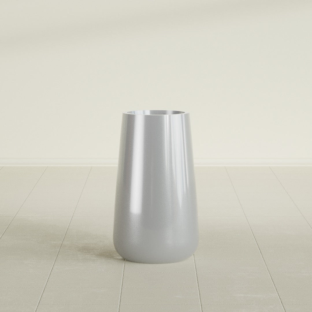 Saigon Tapered Round Planter in Metallic Silver