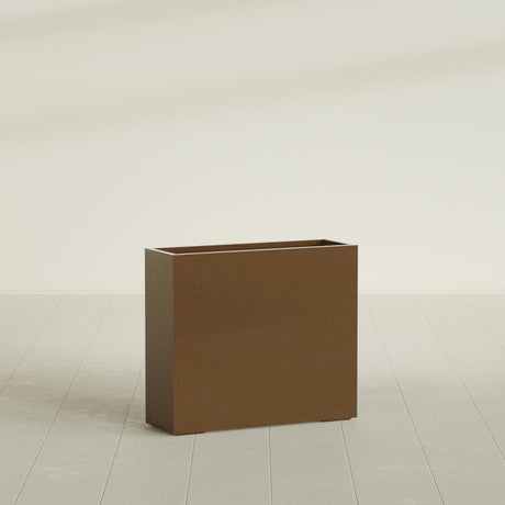 Perth Rectangular Planter in Metallic Bronze, 48"L × 16"D × 42"H, shown empty