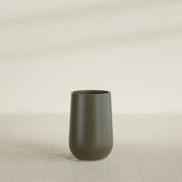 Hayden Urn Planter in Matte Bronze, 12"D × 20"H, shown empty