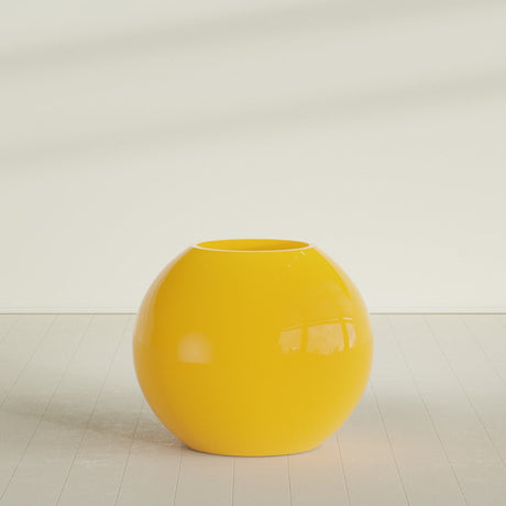Globe Planter in Gloss Saffron, 36"D × 30"H, shown empty