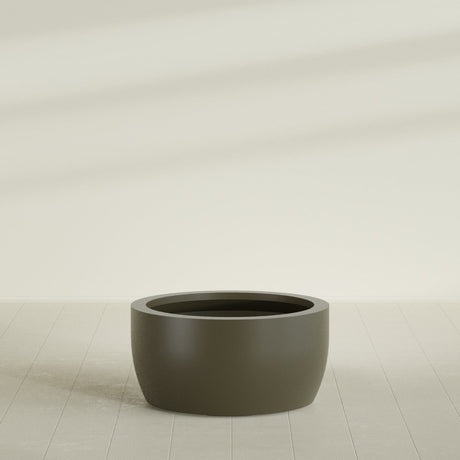 Casablanca Bowl Planter in Matte Bronze, 36"D × 18"H, shown empty