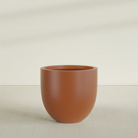 Alzira Bowl Planter in Matte Terra Cotta, 36"D × 34"H, shown empty