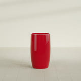 Lisbon tall round tapered fiberglass planter in Gloss Red, 18 in diameter, 32 in high, shown empty