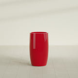 Lisbon tall round tapered fiberglass planter in Gloss Red, 18 in diameter, 32 in high, shown empty