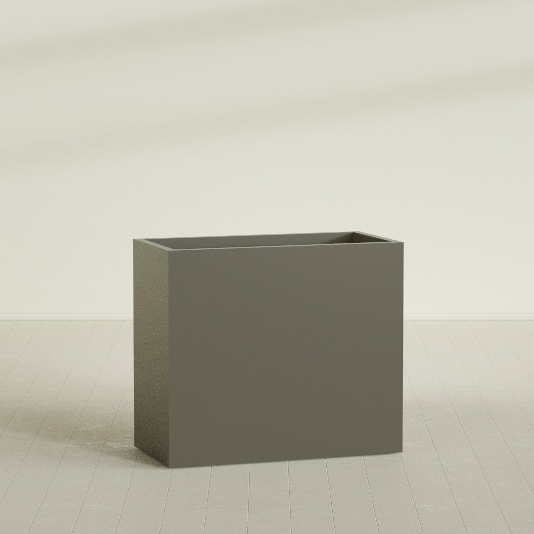 Darwin Rectangular Planter in Matte Bronze, 48"L × 24"D × 42"H, shown empty