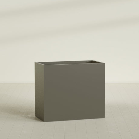 Darwin Rectangular Planter in Matte Bronze, 48"L × 24"D × 42"H, shown empty