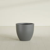 Wannsee Round Planter in Matte Gunmetal, 33"D × 29"H, shown empty