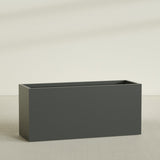 Brisbane Rectangular Planter in Matte Charcoal, 72"L × 24"D × 32"H, shown empty