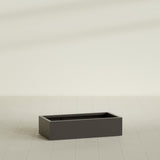 Antwerp Rectangular Planter in Matte Dark Brown, 48"L × 24"D × 12"H, shown empty