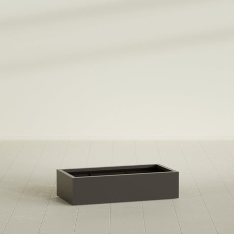 Antwerp Rectangular Planter in Matte Dark Brown, 48"L × 24"D × 12"H, shown empty