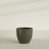 Wannsee Round Planter in Matte Bronze, 39"D × 34"H, shown empty