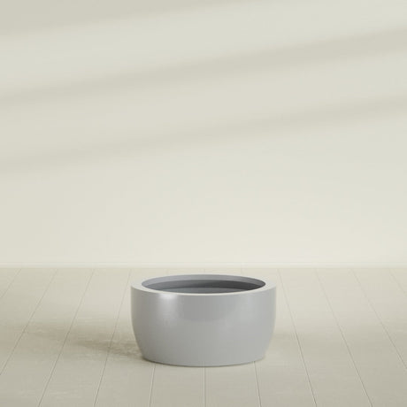 Casablanca Bowl Planter in Metallic Silver, 30"D × 15"H, shown empty