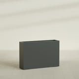 Delray Rectangular Planter in Matte Charcoal, 48"L × 12"D × 32"H, shown empty