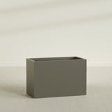 Brisbane Rectangular Planter in Matte Bronze, 48"L × 24"D × 32"H, shown empty