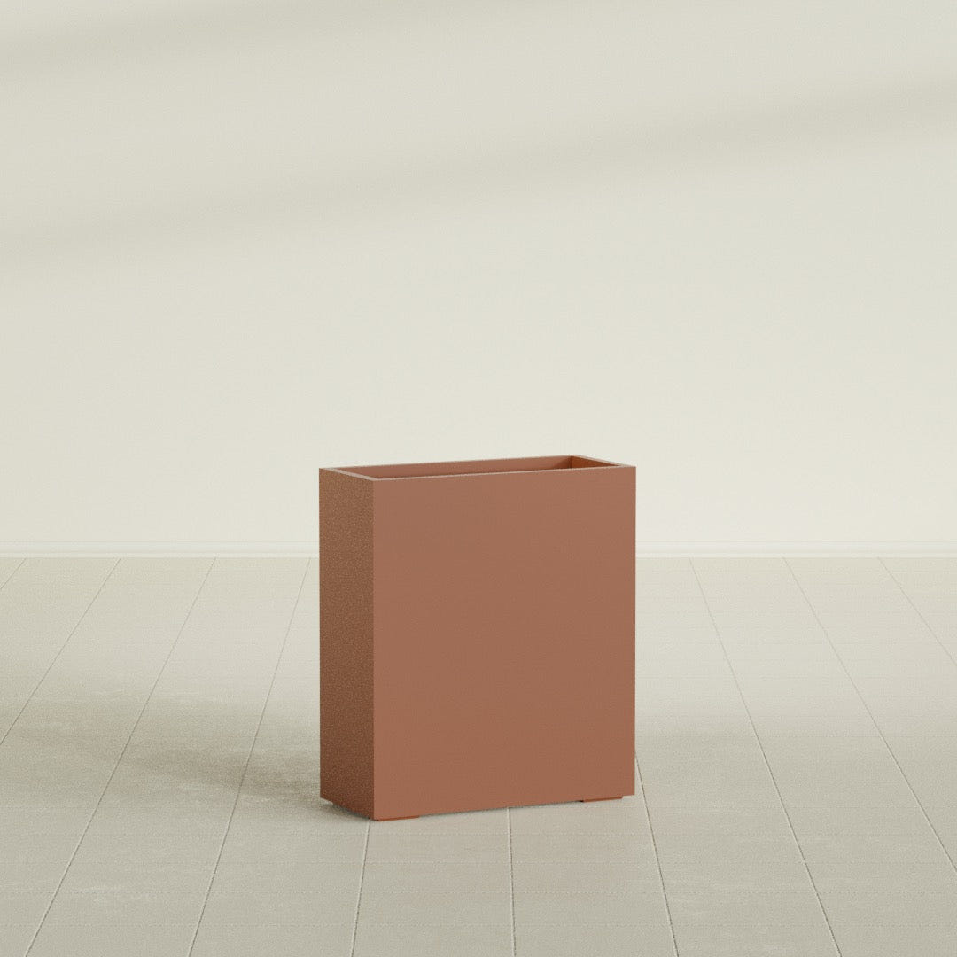 Perth Rectangular Planter in Matte Terra Cotta, 36"L × 16"D × 42"H, shown empty