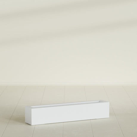 Salon Box Planter in Gloss Bright White, 42" Long, shown empty