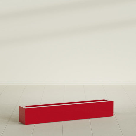 Salon Box Planter in Gloss Red, 48" Long, shown empty