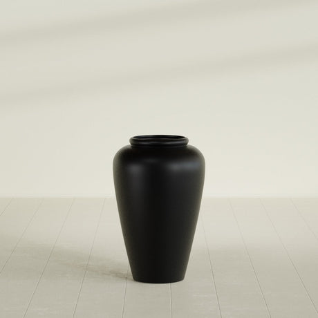 Barà Jar Planter in Matte Black, 20"D × 31"H, shown empty