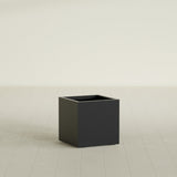 Montroy Cube Planter in Matte Black, 20", shown empty