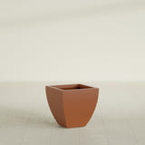 Lima Tapered Square Planter in Matte Terra Cotta, 16", shown empty
