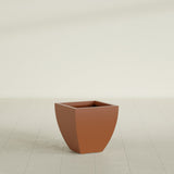 Lima Tapered Square Planter in Matte Terra Cotta, 16", shown empty