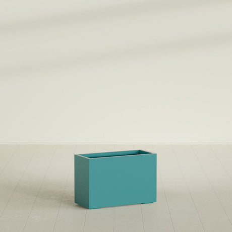 Tolga Rectangular Planter in Satin Seafoam Green, 36"L × 16"D × 24"H, shown empty