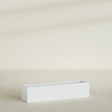 Monaco Rectangle Planter in Gloss Bright White, 32"L, shown empty