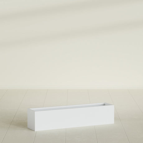 Monaco Rectangle Planter in Gloss Bright White, 32"L, shown empty