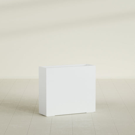 Perth Rectangular Planter in Matte Bright White, 48"L × 16"D × 42"H, shown empty