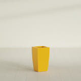 Toulan Tapered Square Planter in Gloss Saffron, 12"W × 22"H, shown empty