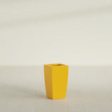 Toulan Tapered Square Planter in Gloss Saffron, 12"W × 22"H, shown empty