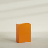 Amesbury Narrow Rectangular Planter in Gloss Tangerine, 24"L × 10"D × 32"H, shown empty