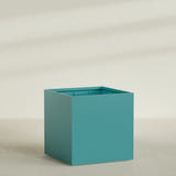 Montroy Cube Planter in Satin Seafoam Green, 60", shown empty