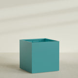 Montroy Cube Planter in Satin Seafoam Green, 60", shown empty