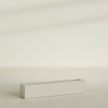 Salon Box Planter in Satin Beige, 42" Long, shown empty