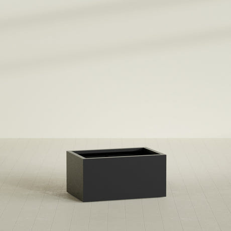 Torino Wide Rectangular Planter in Matte Black, 36"L × 24"D × 18"H, shown empty