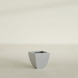 Lima Tapered Square Planter in Metallic Silver, 12", shown empty