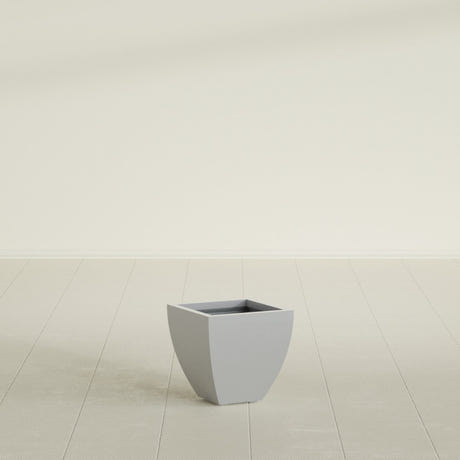 Lima Tapered Square Planter in Metallic Silver, 12", shown empty