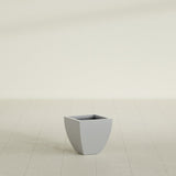 Lima Tapered Square Planter in Metallic Silver, 12", shown empty