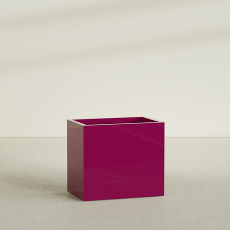 Brisbane Rectangular Planter in Gloss Eggplant, 36"L × 24"D × 32"H, shown empty