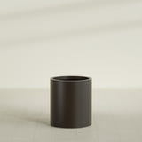 Rio Grande Cylinder Planter in Matte Dark Brown, 18"D × 20"H, shown empty