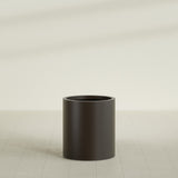 Rio Grande Cylinder Planter in Matte Dark Brown, 18"D × 20"H, shown empty
