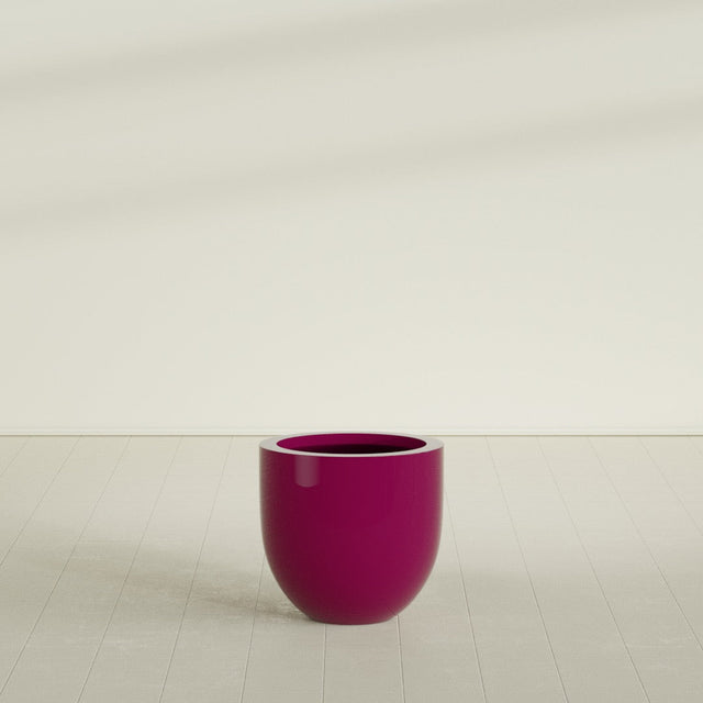 Alzira Bowl Planter in Gloss Eggplant, 23"D × 22"H, shown empty