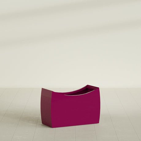 Seoul Curved Planter in Gloss Eggplant, 36"L × 16"D × 24"H, shown empty