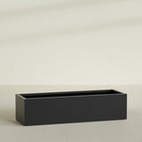 Torino Wide Rectangular Planter in Matte Black, 72"L × 24"D × 18"H, shown empty